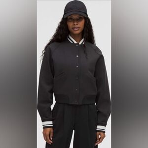 Like New Lululemon Snap Front Collegiate Jacket - Black - Small